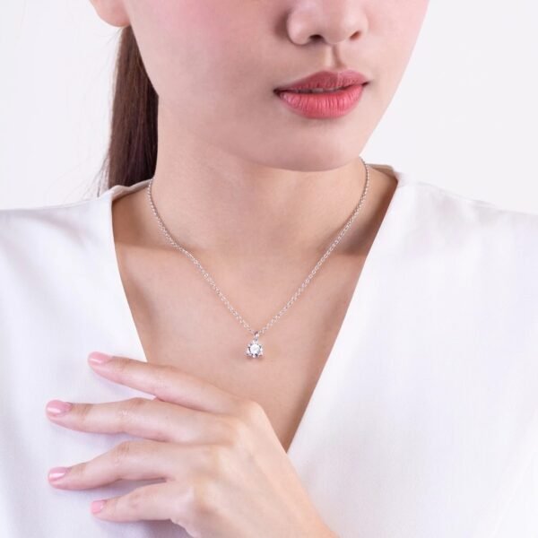 สร้อยคอเงินแท้ 925 ชุบโรเดียม ประดับ CZ  ฝังหนามเตย - Image 2