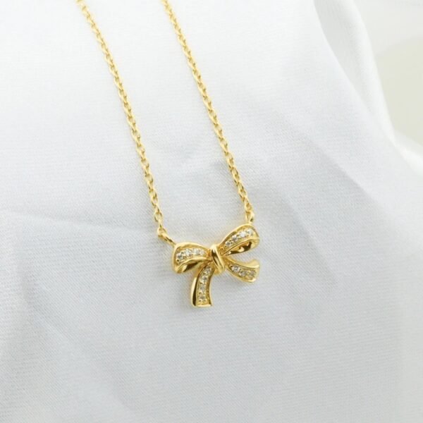 สร้อยคอพร้อมจี้ Bow รุ่น Bubble เงินแท้ ประดับพลอย