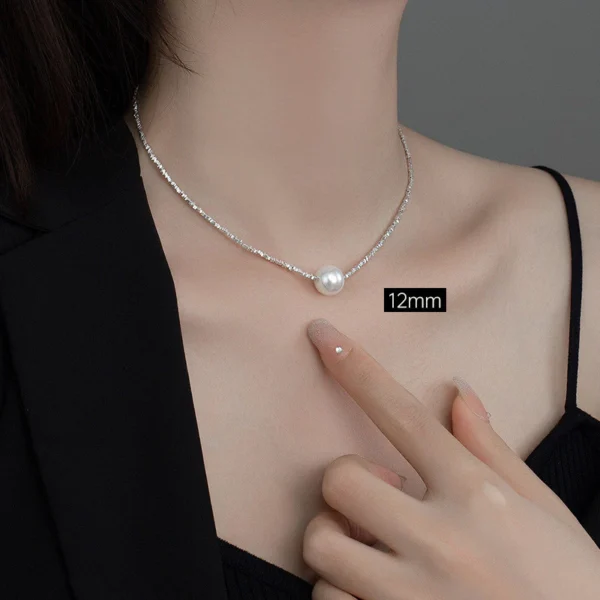 สร้อยคอเงินหักประกายลูกปัดมุก - Image 3